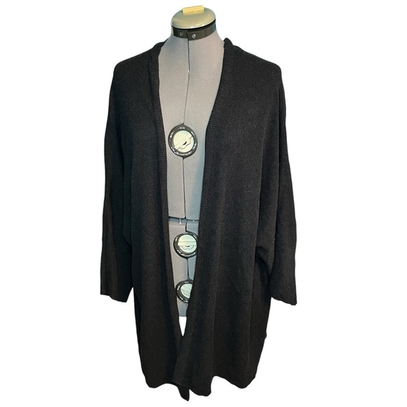 Eileen Fisher Gray Open Front Cardigan 100% Organic Cotton Women's XL Sweater - Picture 1 of 7